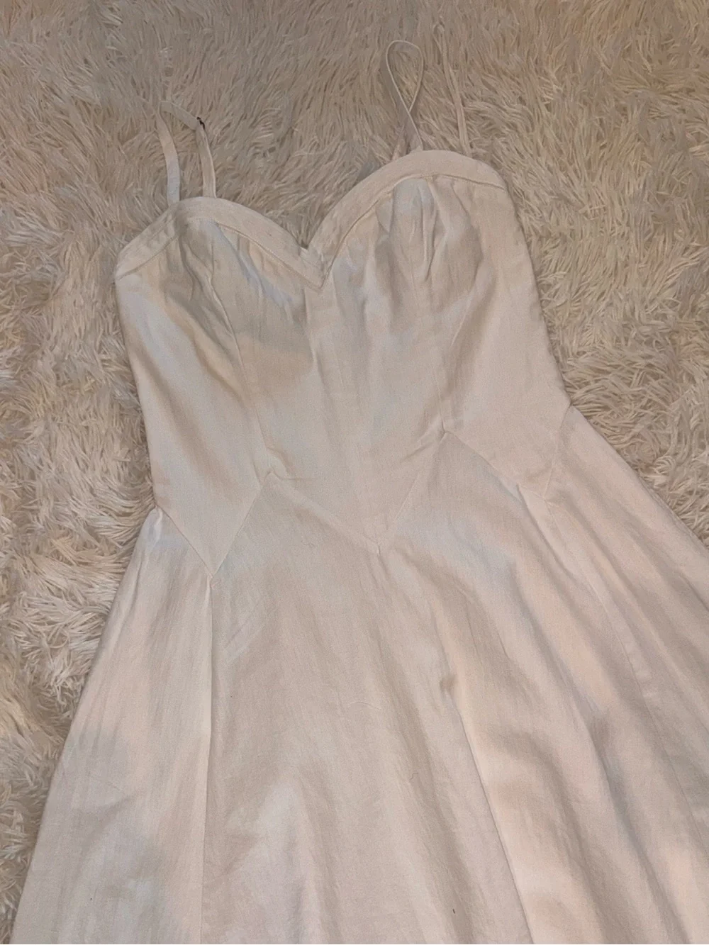 Free People White Midi Sundress with Sweetheart Neckline